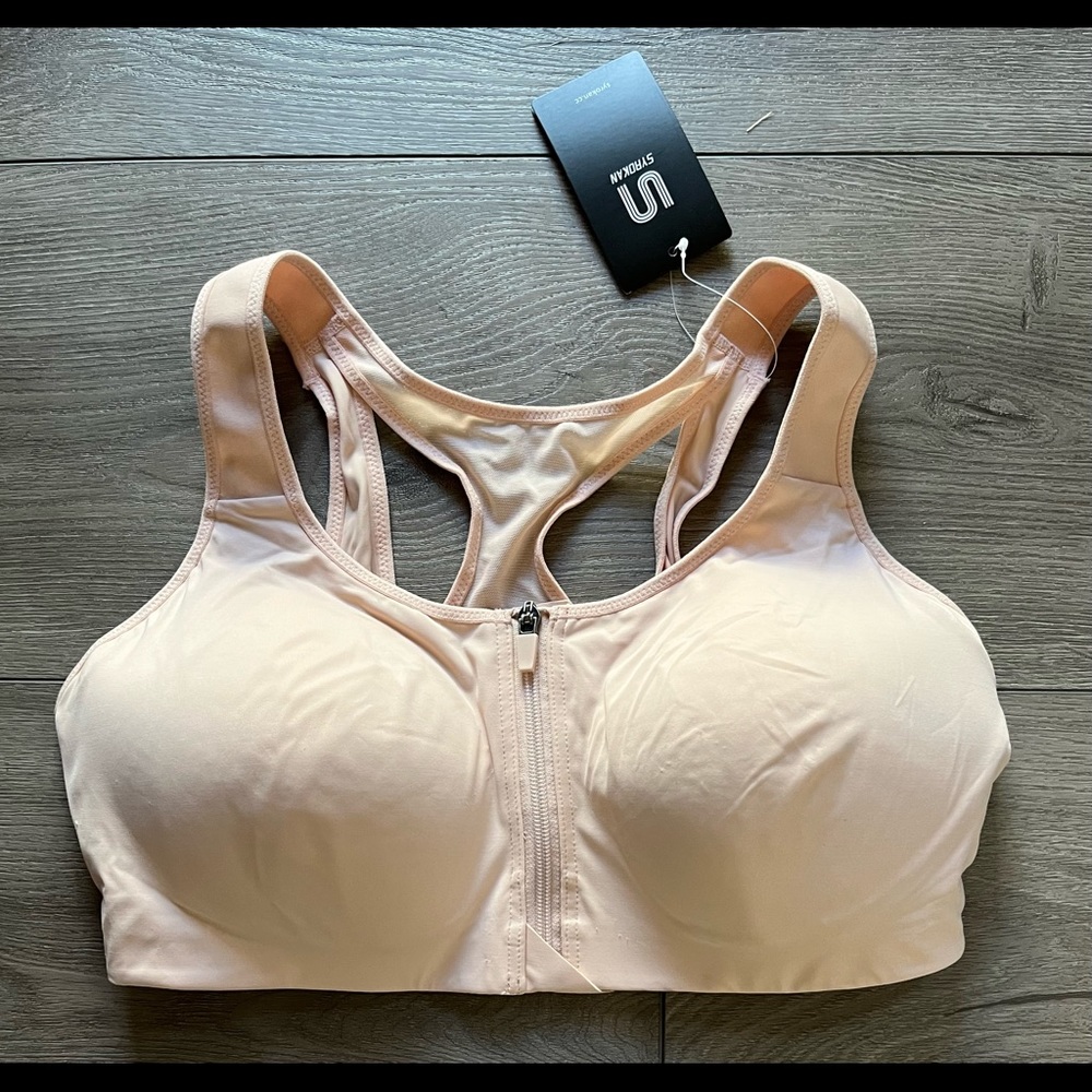SYROKAN NWT Women's High Impact Front Zip PaddedRacerback Wirefree SportsBra 40C